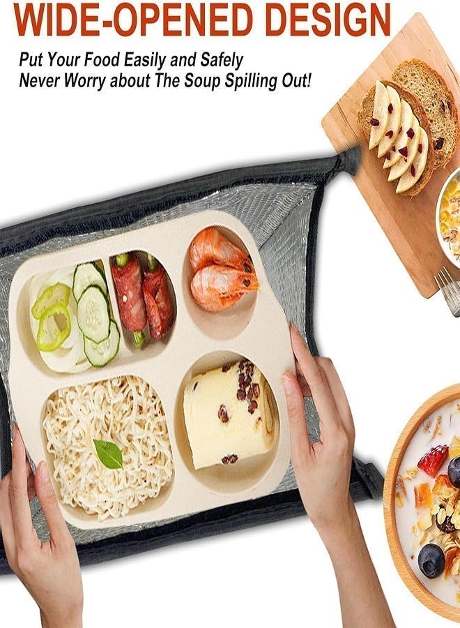 Tasty Food حقيبة غداء معزولة باللون الأسود - قابلة لإعادة الاستخدام ومناسبة للعمل المكتبي خارج الحرم الجامعي وما إلى ذلك - Image 5